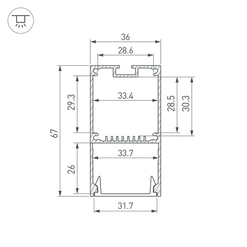 Профиль LINE-S-3667-3000 BLACK  (Arlight, Алюминий)
