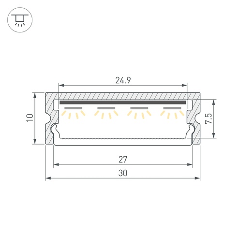 Профиль LINE-3010-2000 ANOD (Arlight, Алюминий)
