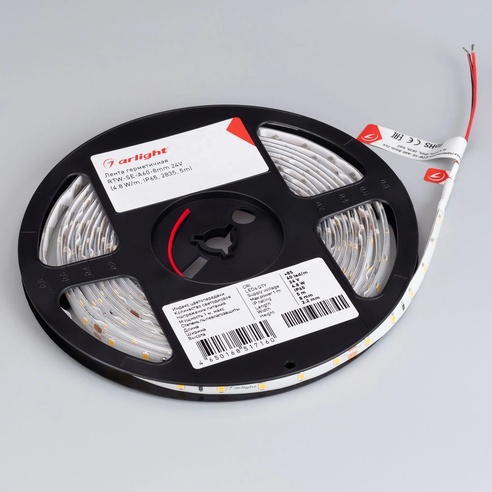 Лента светодиодная герметичная RTW-SE-A60-8mm 24V Cool 10K (4.8 W/m, IP65, 2835, 5m) (Arlight, -)