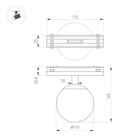 Светильник MAG-VIBE-SFERO-R120-6W Warm3000 (WH, 235 deg, 48V) (Arlight, IP20 Металл, 5 лет)