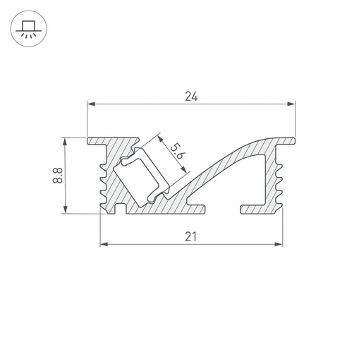 Профиль SL-BEVEL-W21-F-2000 ANOD BLACK (Arlight, Алюминий)
