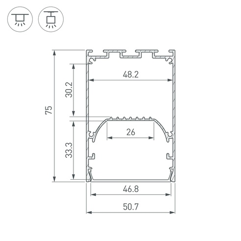Профиль LINE-S-5075-3000 WHITE (Arlight, Алюминий)