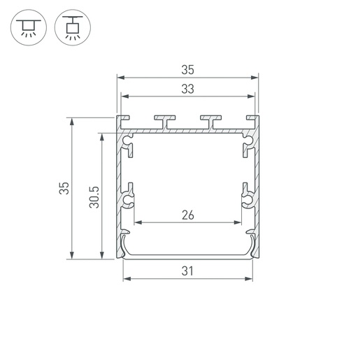 Профиль LINE-S-3535-3000 WHITE (Arlight, Алюминий)