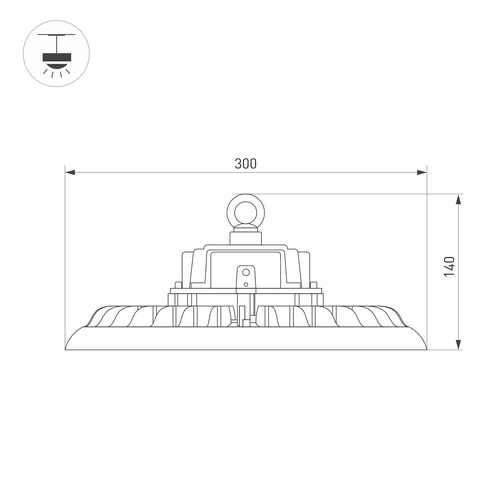 Светильник SP-ARIVA-MOTION-R300-150W White5000 (BK, 90 deg, 230V) (Arlight, IP65 Металл, 5 лет)