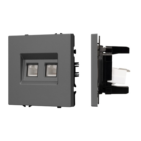 Механизм сдвоенной компьютерной розетки SCT-NOBE-MPC2-SFPL-GR (RJ-45, CAT6) (Arlight, -)