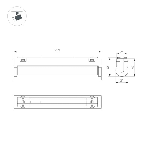 Светильник MAG-VIBE-LASER-TURN-L209-12W Warm3000 (BK, 24 deg, 48V) (Arlight, IP20 Металл, 5 лет)