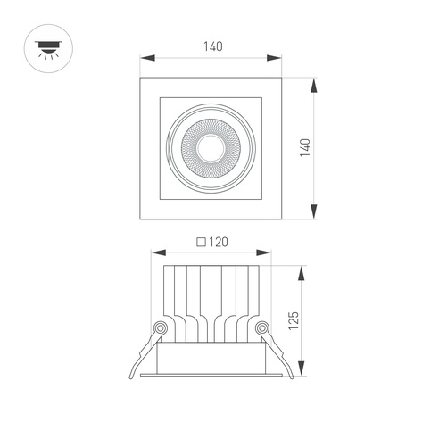 Светильник MS-VORTEX-BUILT-S140x140-30W Day4000 (WH-WH, 17 deg, 230V) (Arlight, IP20 Металл, 5 лет)