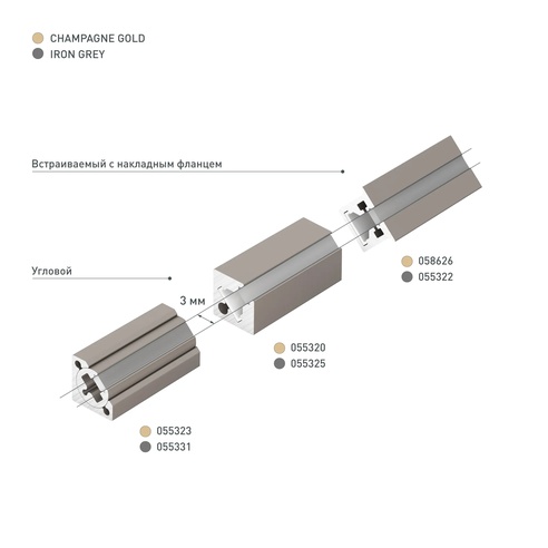 Профиль с экраном SL-MINI-3-H10-F12-2000 IRON GREY (Arlight, Алюминий+пластик)