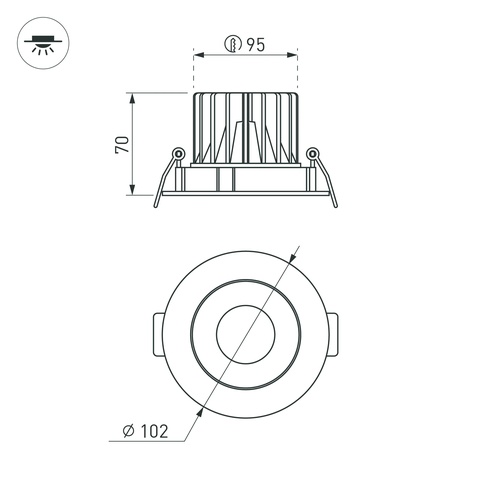 Светильник MS-FORECAST-BUILT-TURN-R102-12W Warm3000 (WH-WH, 32 deg, 230V) (Arlight, IP20 Металл, 5 лет)