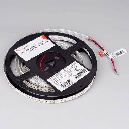 Лента светодиодная MICROLED-M300-10mm 24V Day5000 (21.6W/m, IP20,2216, 5m) (Arlight, 21.6 Вт/м, IP20)