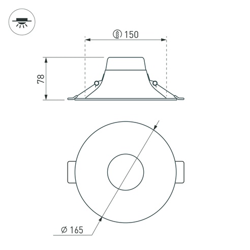 Светильник MS-BLIZZARD-BUILT-R165-16W Warm3000 (WH, 100 deg, 230V) (Arlight, IP20 Металл, 3 года)