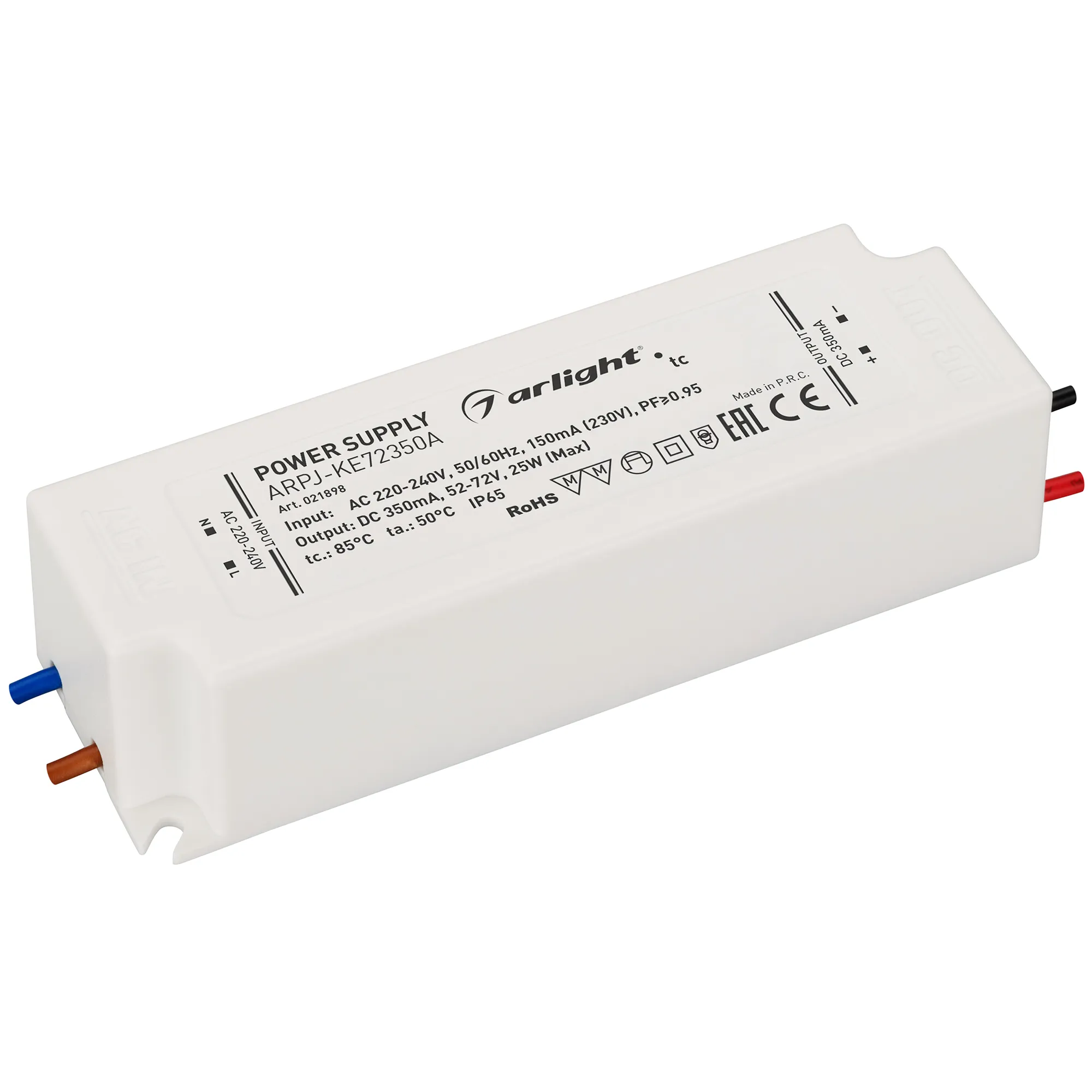 Блок питания ARPJ-KE72350A (25W, 350mA, PFC) (Arlight, IP65 Пластик, 5 лет) - изображение товара