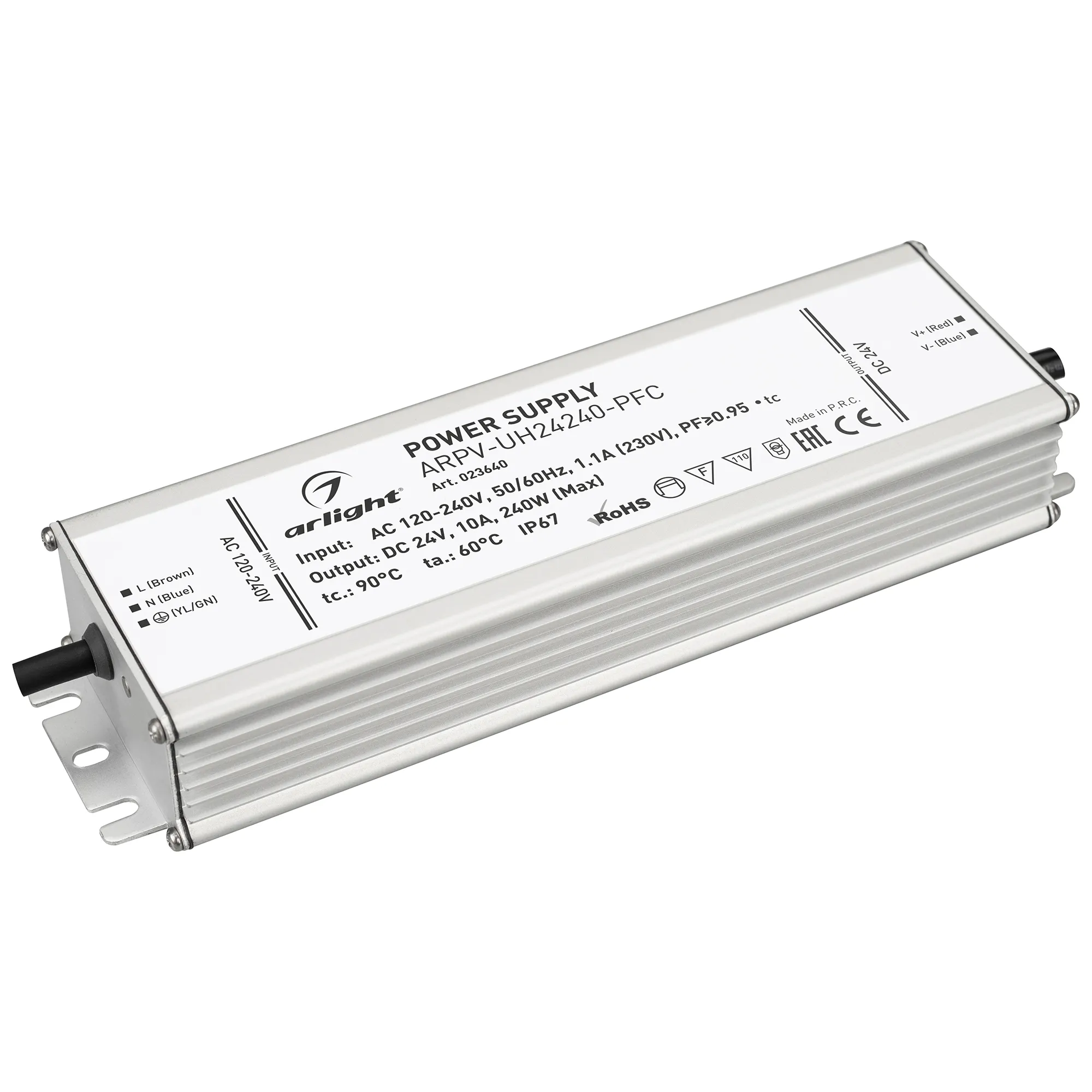 Блок питания ARPV-UH24240-PFC (24V, 10.0A, 240W) (Arlight, IP67 Металл, 7 лет) - изображение товара
