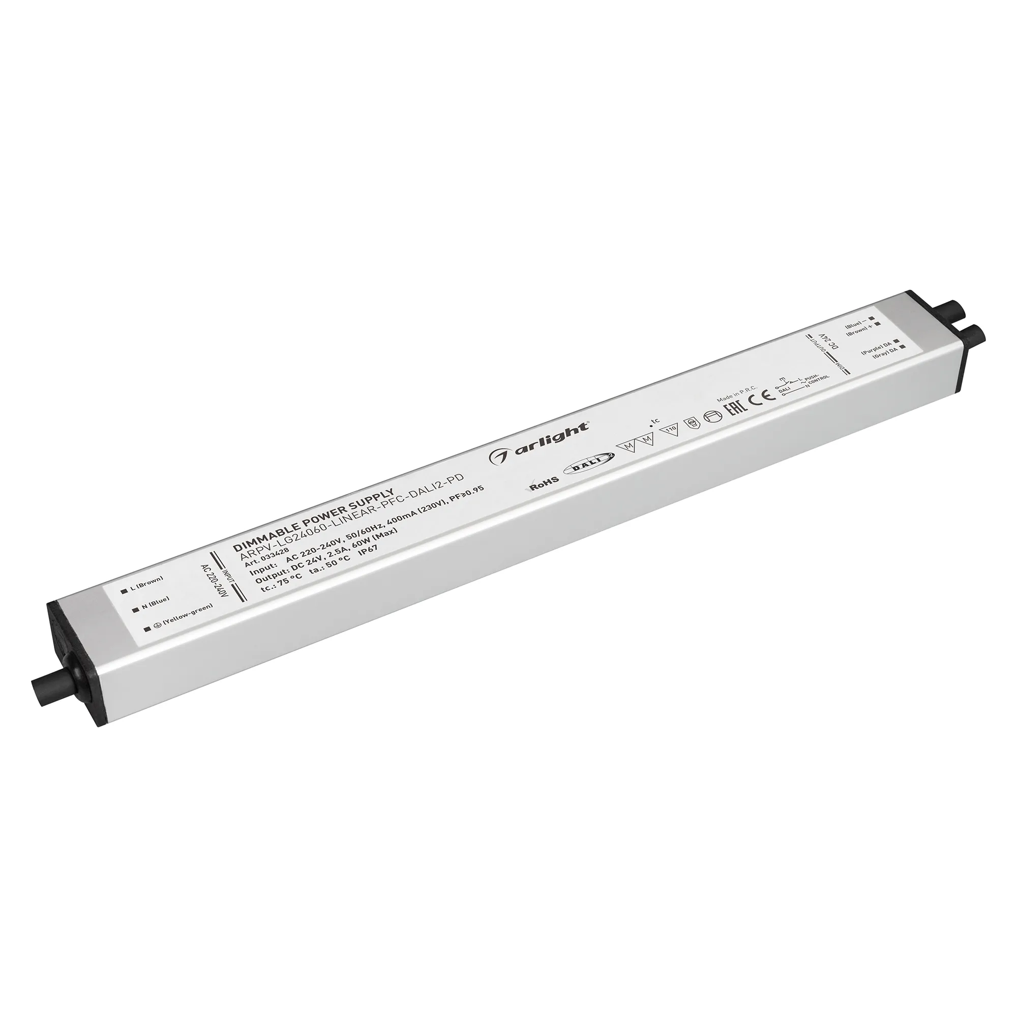 Блок питания ARPV-LG24030-LINEAR-PFC-DALI2-PD (24V, 1.25A, 30W) (Arlight, IP67 Металл, 5 лет) - изображение товара