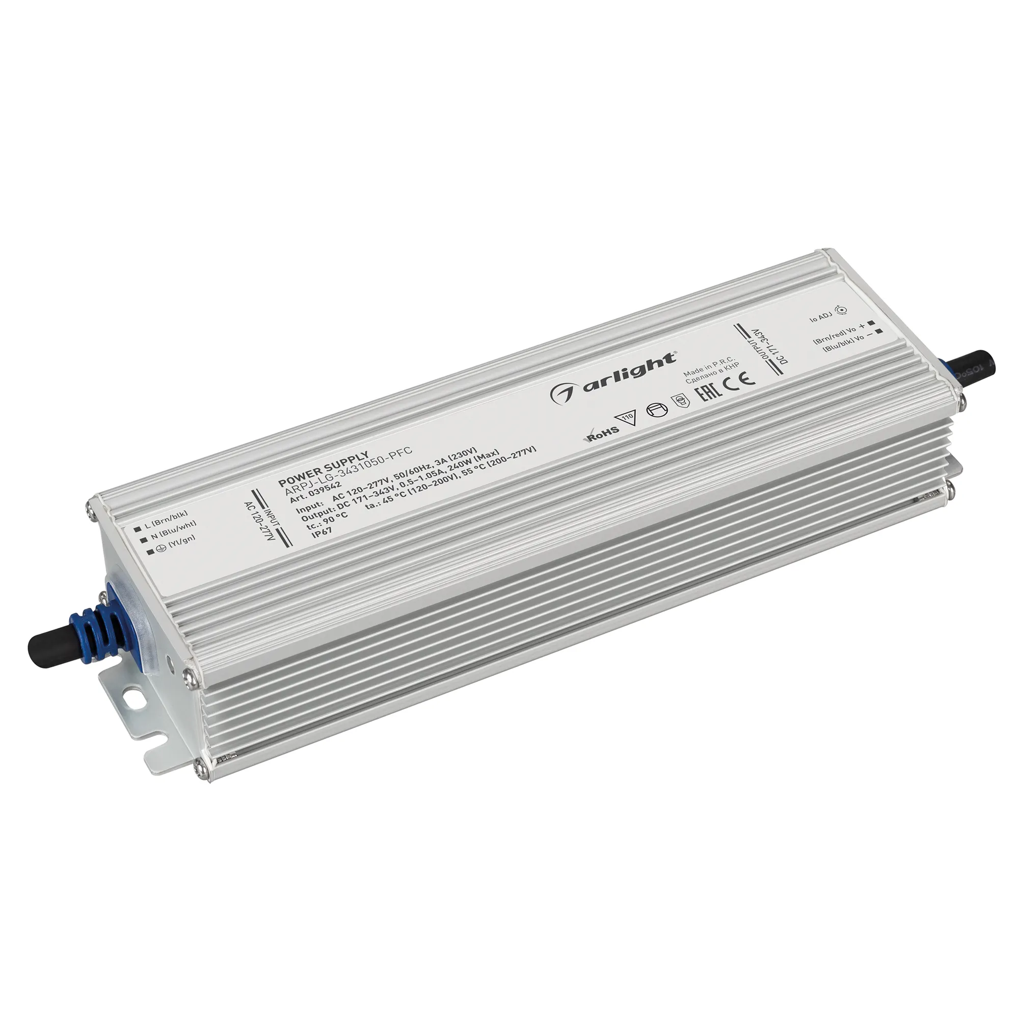 Блок питания ARPJ-LG-3431050-PFC (240W, 171-343V, 0.5-1.05A) (Arlight, IP67 Металл, 5 лет) - изображение товара